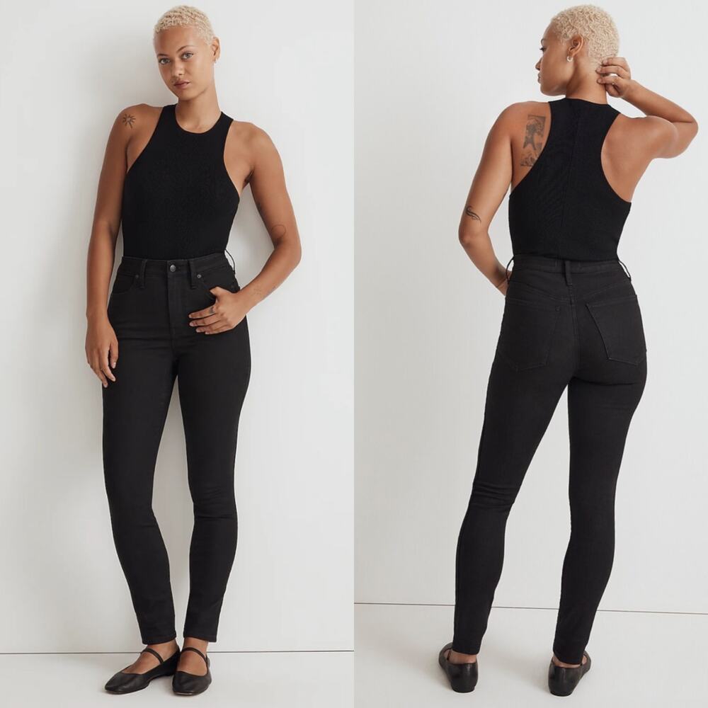 NWT Madewell Tall‎ Curvy High Rise Skinny Jeans in Black Frost 25T NM862